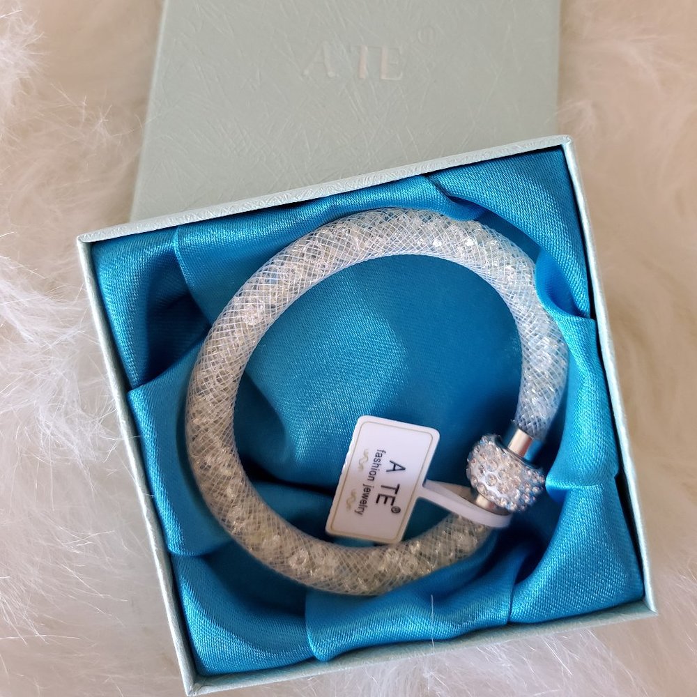 Mesh Crystal Bracelet, White